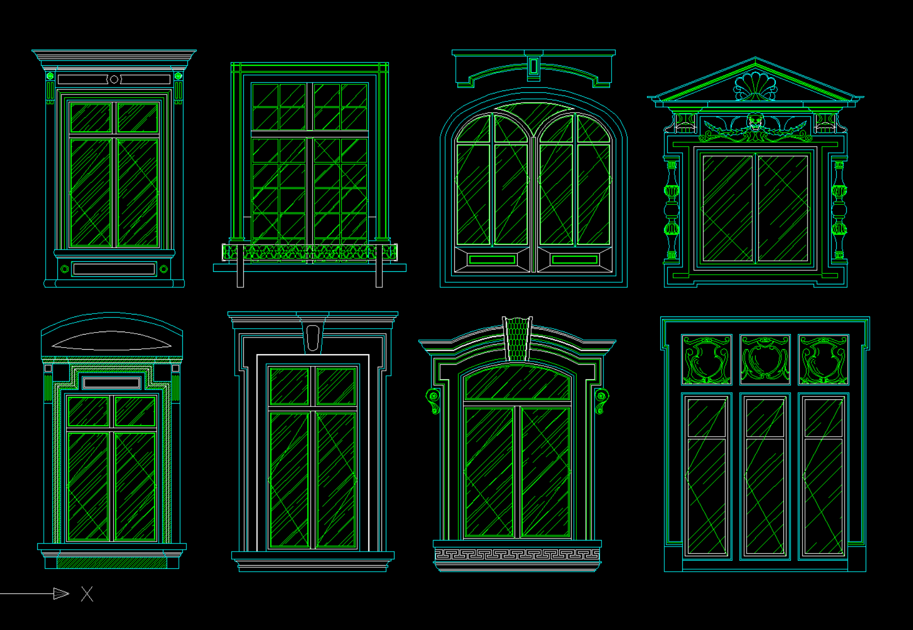 CAD欧式门窗图块插图
