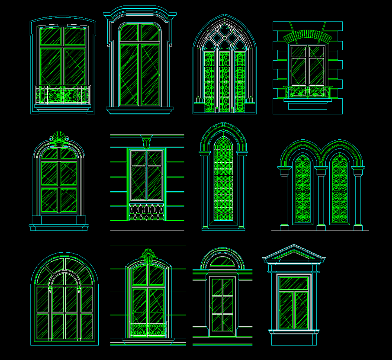 CAD欧式门窗插图