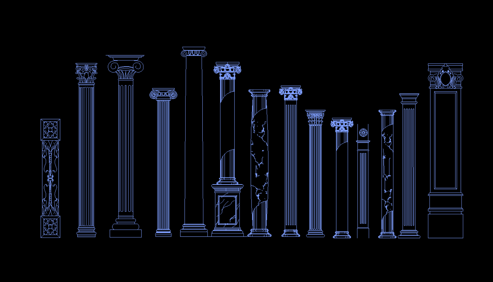 欧式柱子罗马柱CAD图集插图